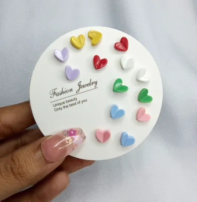 Fashionable Small Heart Shaped Earring Set ( 7 Pairs )